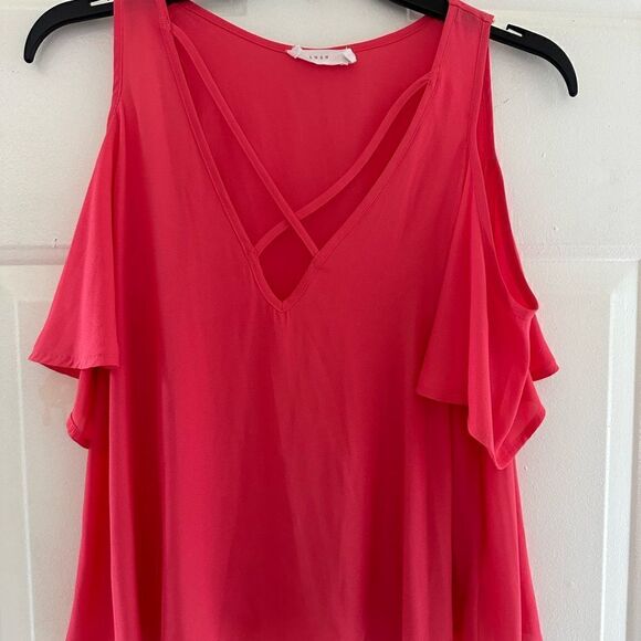 2/$15 Hot pink cold shoulder blouse - Picture 1 of 3